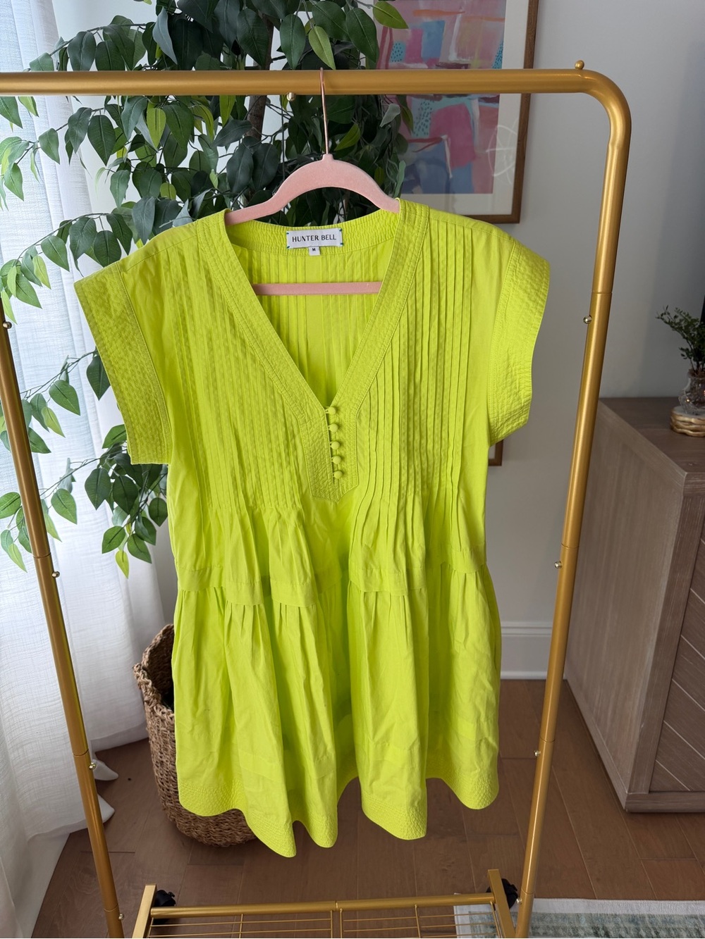 HUNTER BELL Lime Green V-Neck Dress